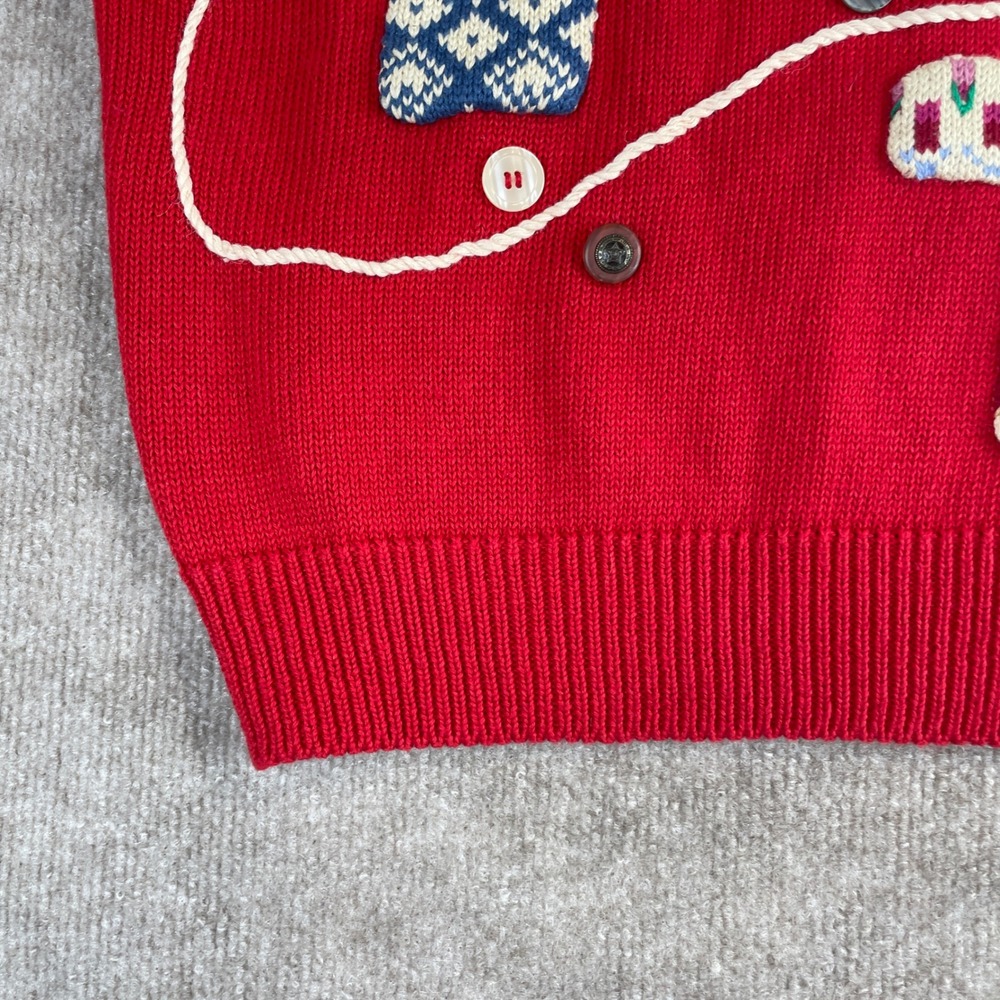 Susan Bristol Red Hand Embroidered Sweater M Mittens Jumpers USA - Picture 8 of 14